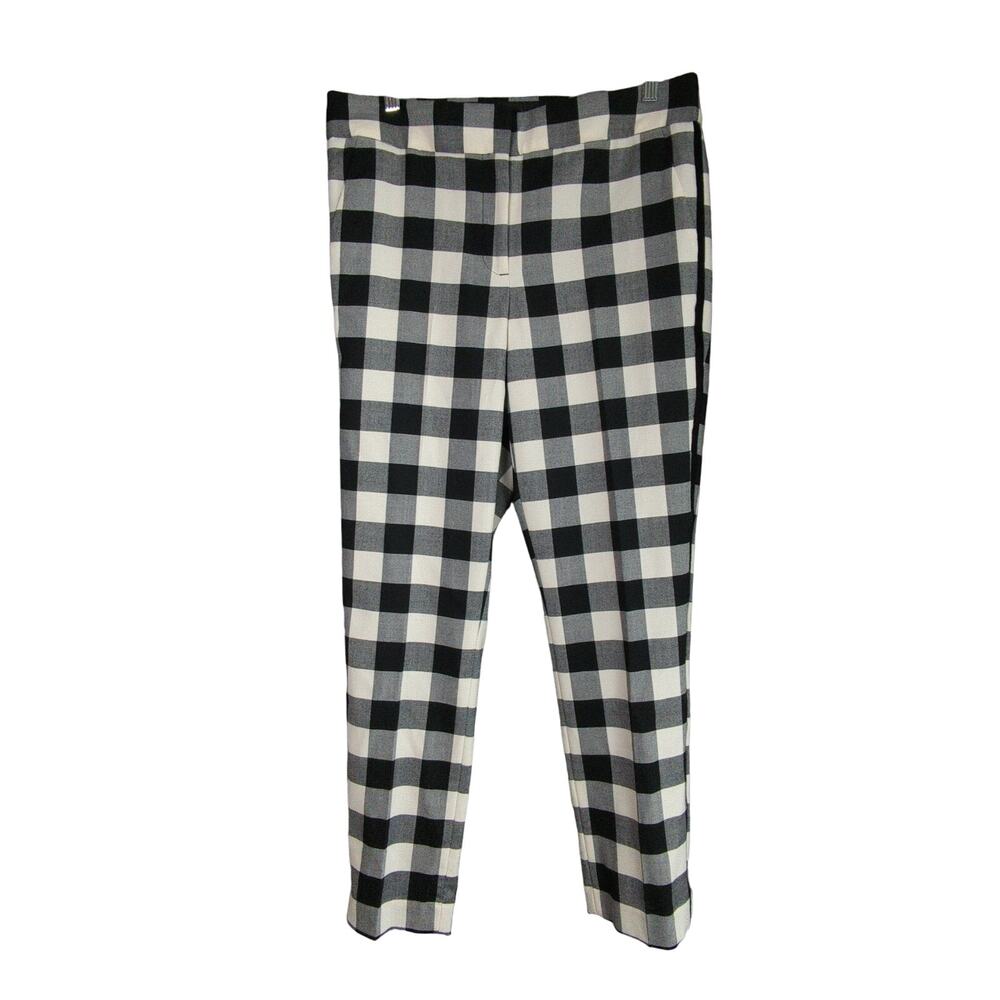 Talbots Hampshire Ankle‎ Pants Womens 8 Black White Plaid New